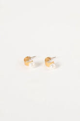 Callie Pearl Hoop Earrings - Gold