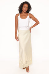 Alira Lace Trim Midi Skirt - Yellow