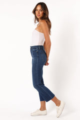 Luna High Rise Tonal Crop Flare Jean - Dark Denim
