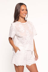 Tanis Embroidered Shorts - White