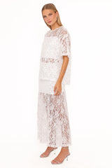 Yonder Sheer Panel Lace Maxi Skirt - White