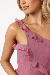 Ainslee One Shoulder Maxi Dress - Pink