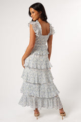 Cayson Midi Ruffle Dress - Cream Lavender