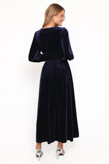 Cece Velvet Long Sleeve Maxi Dress - Midnight Blue