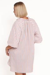 Doran Mini Dress - Beige White