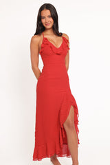 Judy Maxi Dress - Red Polka Dot