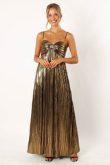 Kanthro Pleated Maxi Dress - Gold