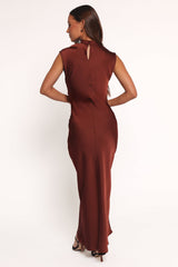 Meryn High Neck Dress - Brown
