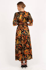 Nadalyn Midi Dress - Black/Multi