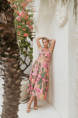 Oasis Midi Dress - Pink Rio