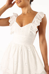 Selda Frill Sleeve Mini Dress - White