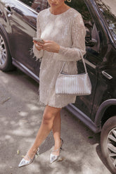 Serena Sequin Mini Dress - Nude/Silver