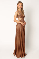 Shania Pleated Maxi Dress - Bronze