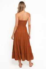 Sitara Strapless Midi Dress - Brown