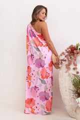 Tillie One Shoulder Maxi Dress - Pink Floral
