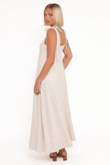 Valara Tie Shoulder Maxi Dress - Oatmeal