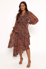 Vivian Midi Dress - Rose/Black