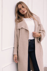 Soma Oversized Open Front Cardigan - Beige