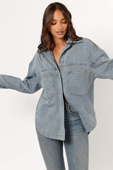 Cassie Oversized Denim Shacket - Blue