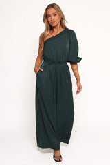 Hedda One Shoulder Jumpsuit - Emerald