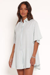 Sebastian Romper - Green Blue Stripe
