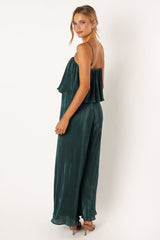 Jillian Plisse Jumpsuit - Emerald