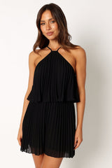 Magnolia Pleat Romper - Black