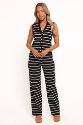 Juna Knitted Pant Set - Black White Stripe