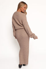 Reid Cable Knit Skirt Set - Taupe