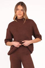Remii Knit Pant Set - Chocolate