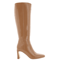 Yasmeen Knee High Boot - Toffee Crinkle Patent