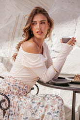 Liah Off Shoulder Knit Top - Cream