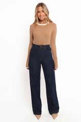 Lizbeth Knit Top - Tan White