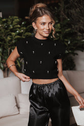 Malani Beaded Top - Black