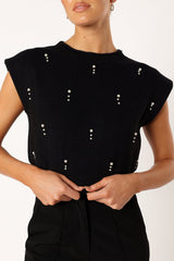 Malani Beaded Top - Black