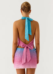 One More Time Sequin Knit Mini Skirt - Disco Ombre