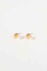 Callie Pearl Hoop Earrings - Gold