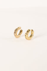 Simone Textured Hoop Earrings - Gold
