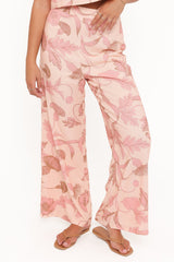 Brayden Wide Leg Linen Pant - Pink Floral