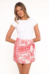 Calypso Wrap Mini Skirt - Rose Tile