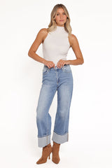 Just Black Cuffed Wide Leg Jean - Medium