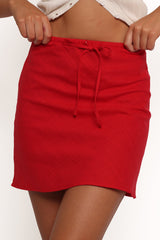Sonni Linen Mini Skirt - Red