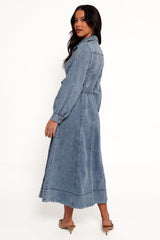 Emberly Long Sleeve Maxi Dress - Denim
