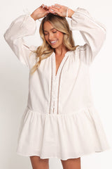 Hart Long Sleeve Mini Dress - White