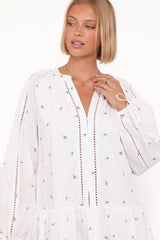 Hart Long Sleeve Mini Dress - White Floral