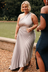 Kleo One Shoulder Maxi Dress - Silver