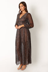 Lustre Long Sleeve Midi Dress - Bronze