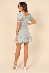 Marabella Shirred Mini Dress - Blue
