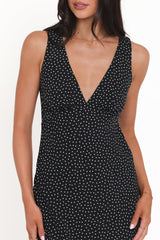 Mirae Maxi Dress - Black Polka Dot