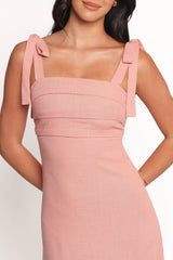 Patterson Tie Shoulder Midi Dress - Blush